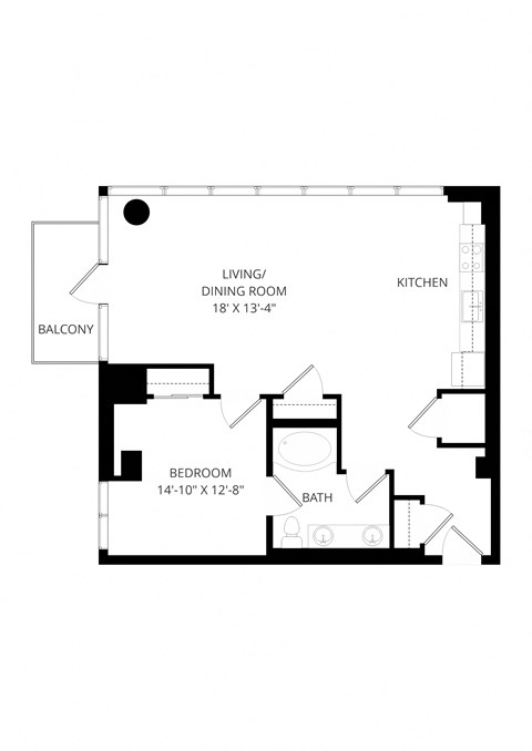 a floor plan of a house with a bedroom and a living room